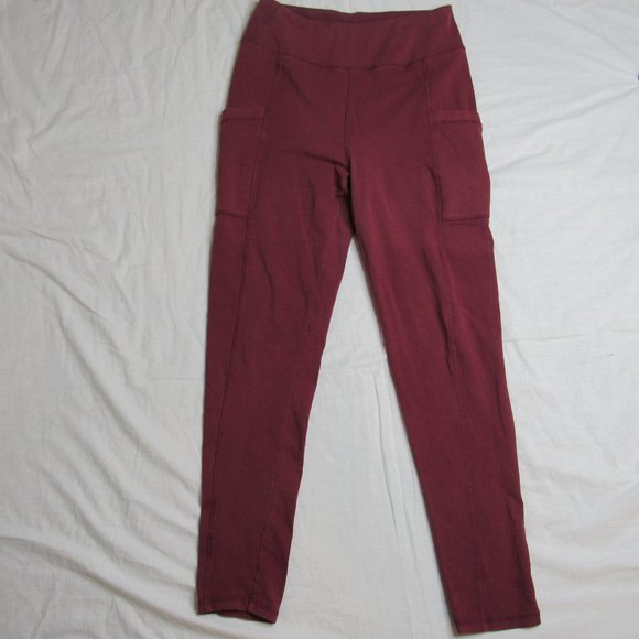 Saturday Sunday Anthropologie Maroon High Rise Stash Pocket Leggings Women's S - Picture 6 of 8